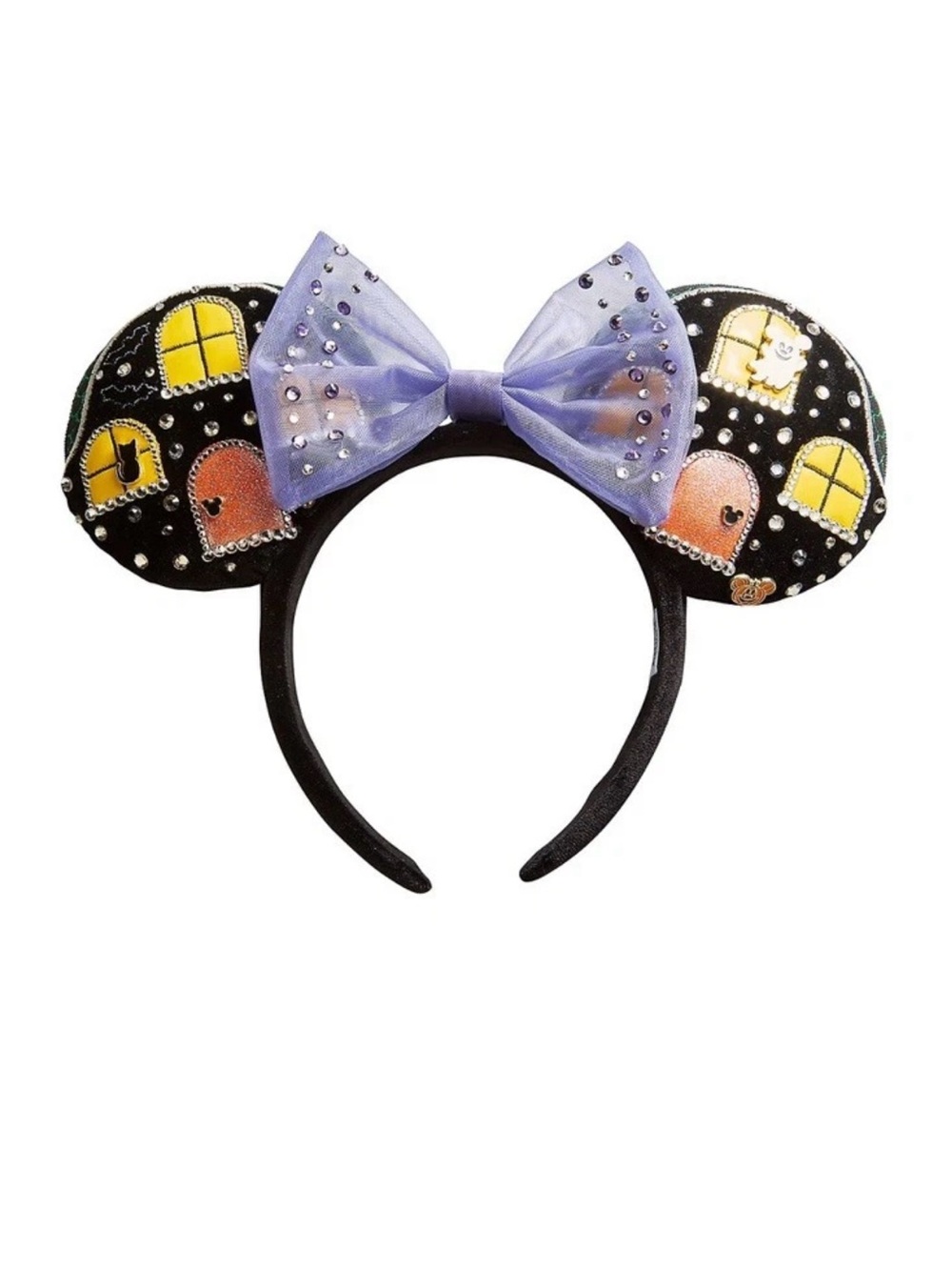BaubleBar X Disney Black Mouse Ear Headband with Lavender Bow Accents